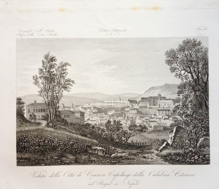 Zuccagni Orlandini Acquaforte Originale 1840 Atlante Veduta Cosenza Foggia 2 …