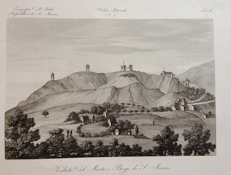 Zuccagni Orlandini Acquaforte Originale 1840 Atlante Veduta Monte Borgo S …