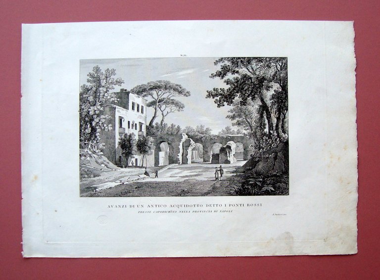 Zuccagni Orlandini acquaforte originale 1844 Atlante Geografico Capodichino