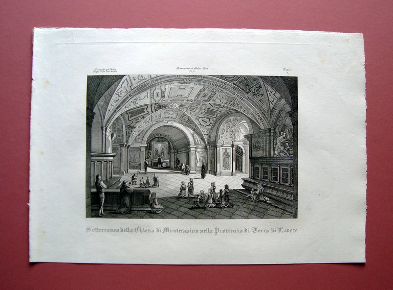 Zuccagni Orlandini acquaforte originale 1844 Atlante Geografico Montecasino
