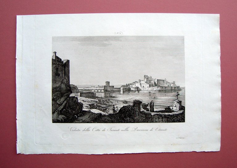 Zuccagni Orlandini acquaforte originale 1844 Atlante Geografico Taranto Otranto