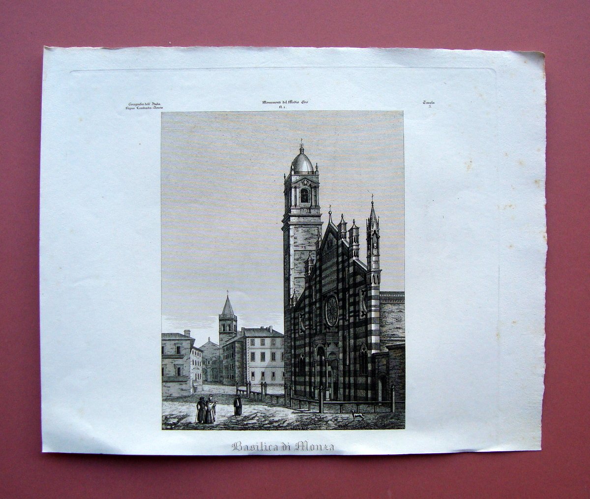 Zuccagni Orlandini Basilica di Monza 1844 acquaforte