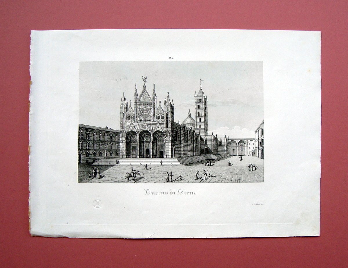 Zuccagni Orlandini Duomo di Siena 1844 acquaforte originale