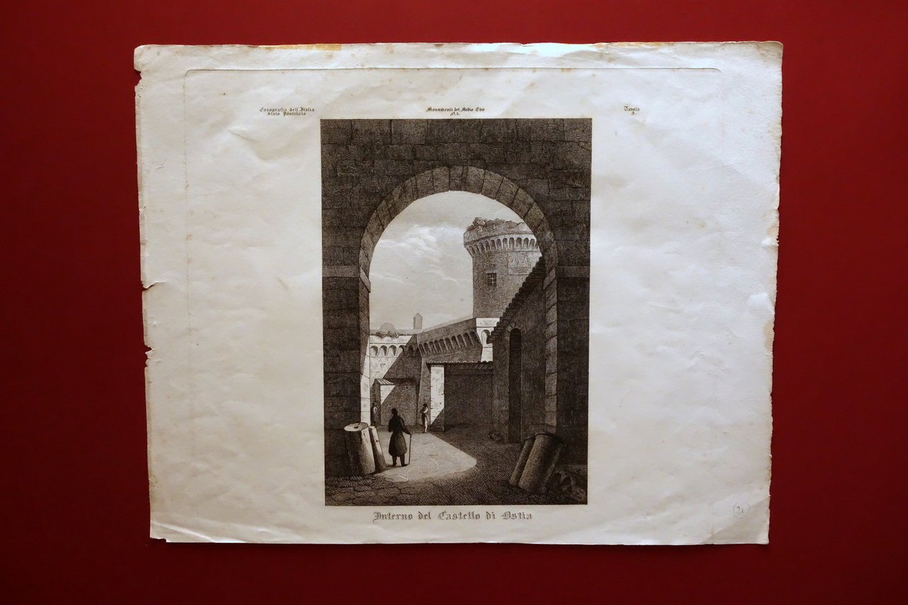 Zuccagni Orlandini Interno del Castello di Ostia Corografia dell'Italia 1845