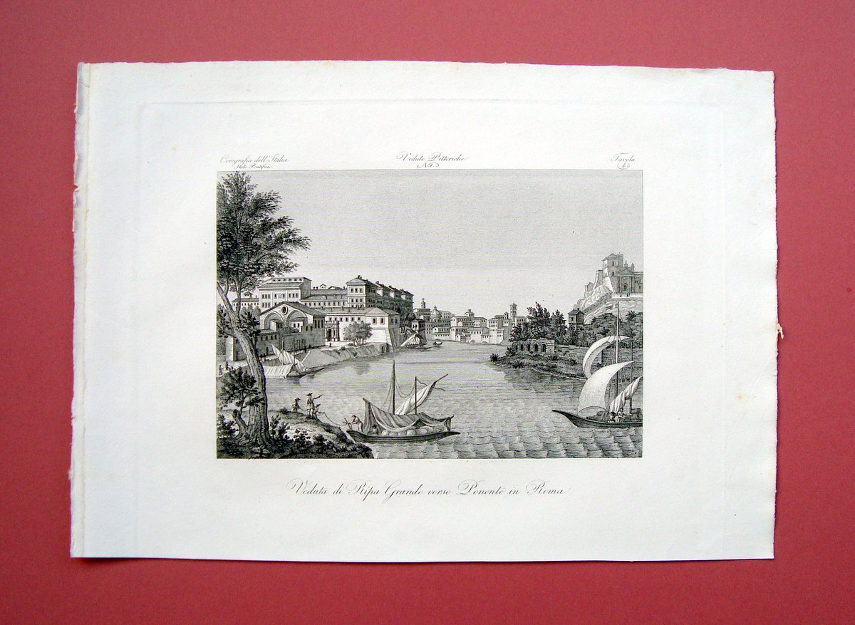Zuccagni Orlandini Veduta di Ripa Grande verso Ponente di Roma …