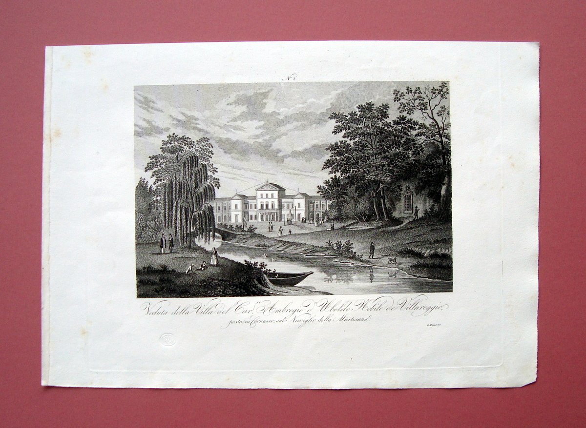 Zuccagni Orlandini Villa d'Uboldo Villareggio Cernusco 1840 acquaforte originale | Immagine principale