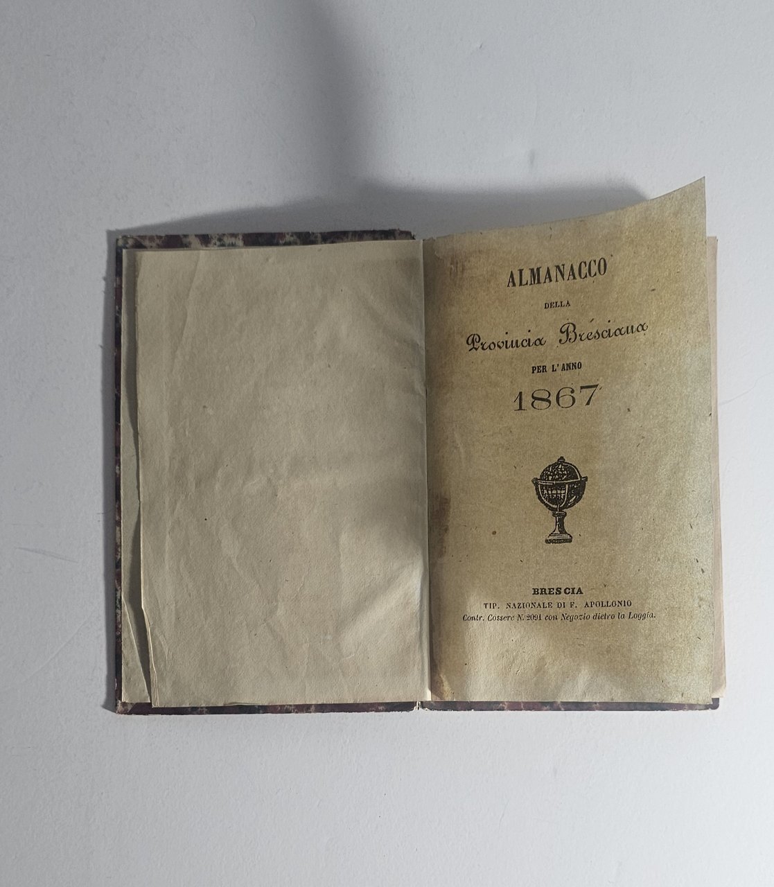 Almanacco Provincia Bresciana 1867 Brescia Tip. Apollonio raro | Immagine principale