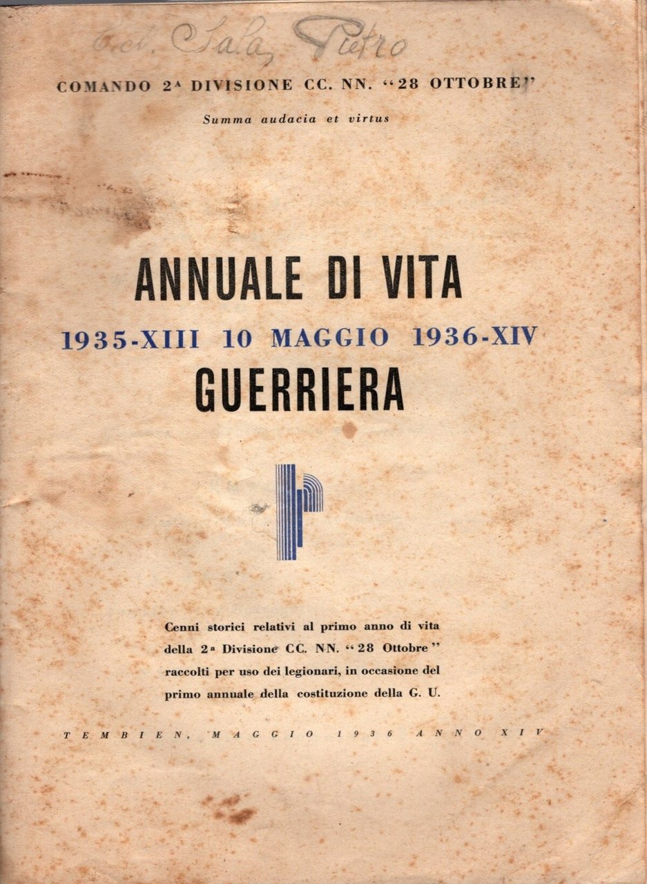 Annuale di vita guerriera 1935-XIII 10 maggio 1936-XIV