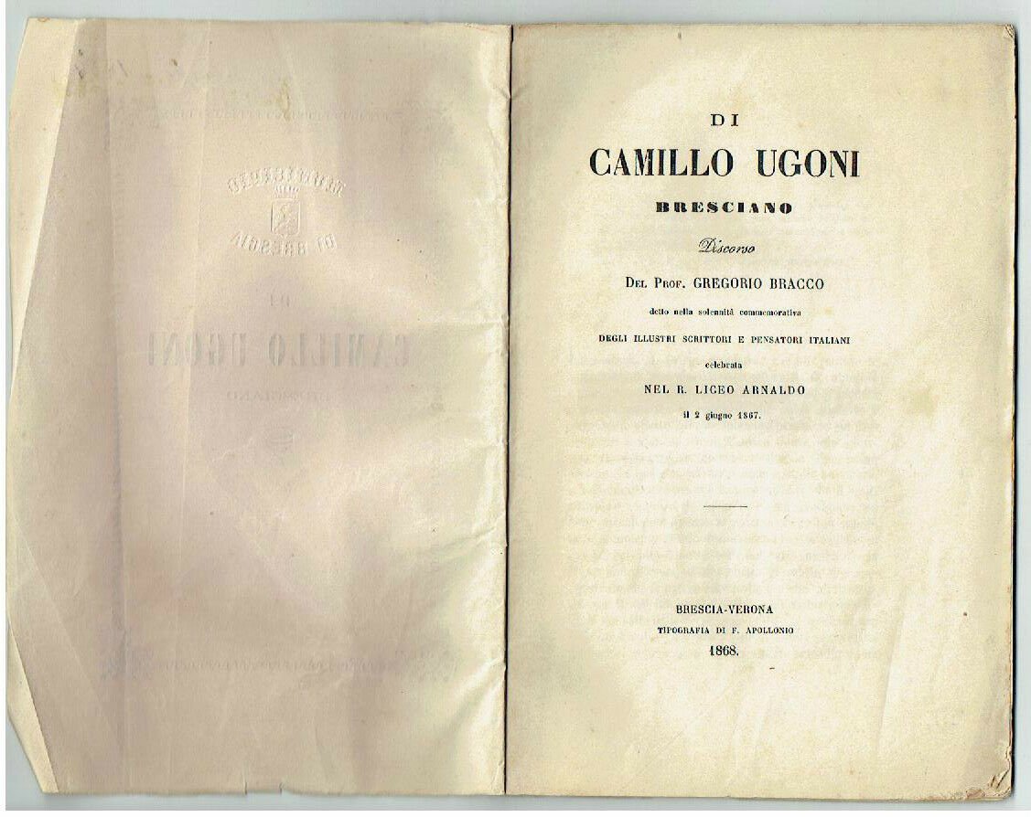 CAMILLO UGONI BRESCIANO 1868 BRESCIA