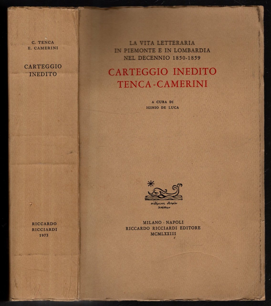 CARTEGGIO INEDITO TENCA-CAMERINI