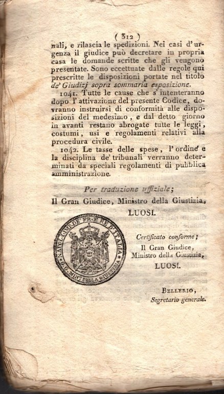 Codice Di Procedura Civile Pel Regno D'italia 1806 *