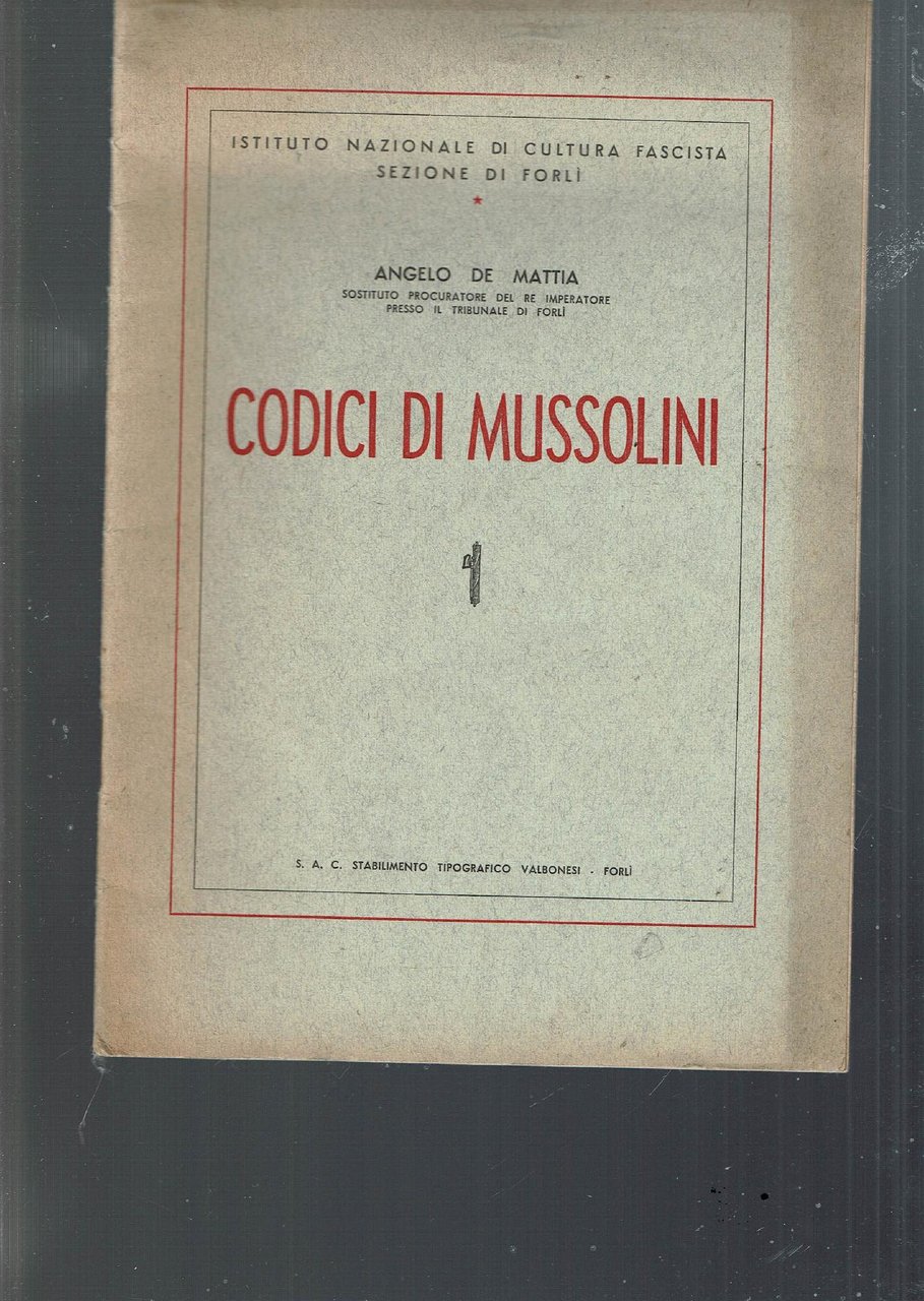 CODICI DI MUSSOLINI