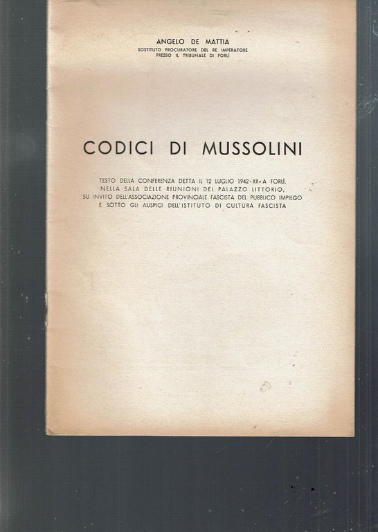 CODICI DI MUSSOLINI