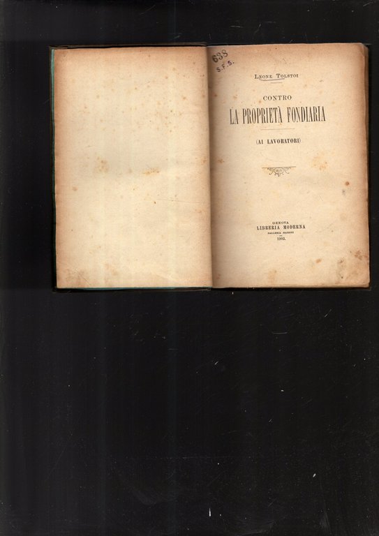 CONTRO LA PROPRIETA' FONDIARIA (AI LAVORATORI)