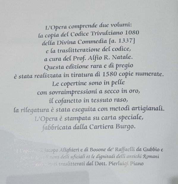 Dante - Divina Commedia secondo l'edizione diplomatica del Codice Trivulziano …