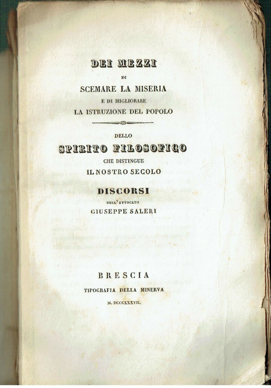DEI MEZZI DI SCEMARE LA MISERIA MIGLIORARE LA ISTRUZIONE DEL …