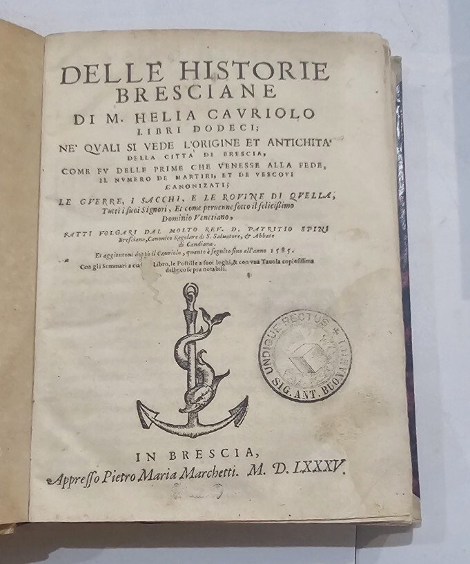 Delle Historie Bresciane Di M. Helia Cavriolo Libri Dodeci