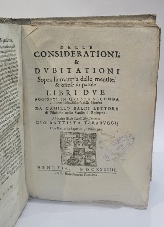 Delle mentite discorso di Camillo Baldi lettor di filosofia nello …