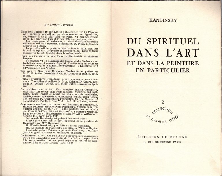 Du Spirituel Dans L'art Et Dans La Peinture En Particulier …