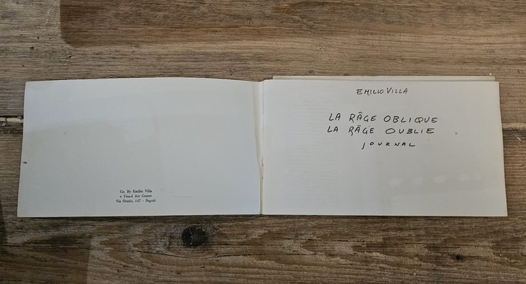 Emilio Villa: "La rage oblique – La rage oublie. Journal"
