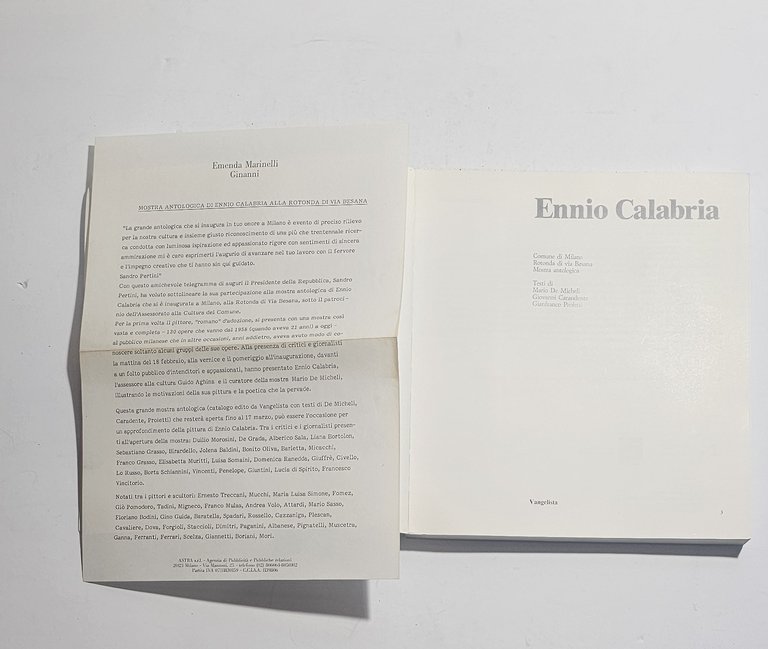 Ennio Calabria catalogo mostra Vangelista con lettera di presentazione | Immagine Gallery 3