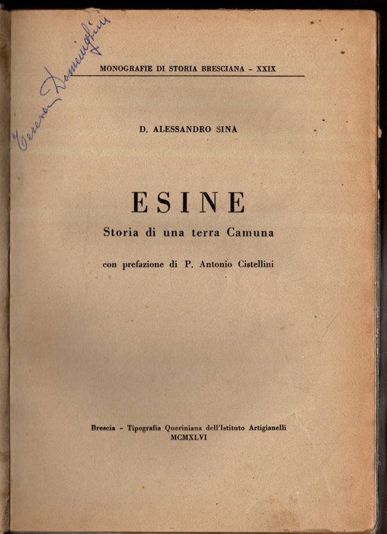 Esine. Storia di una terra Camuna di Don Alessandro Sina