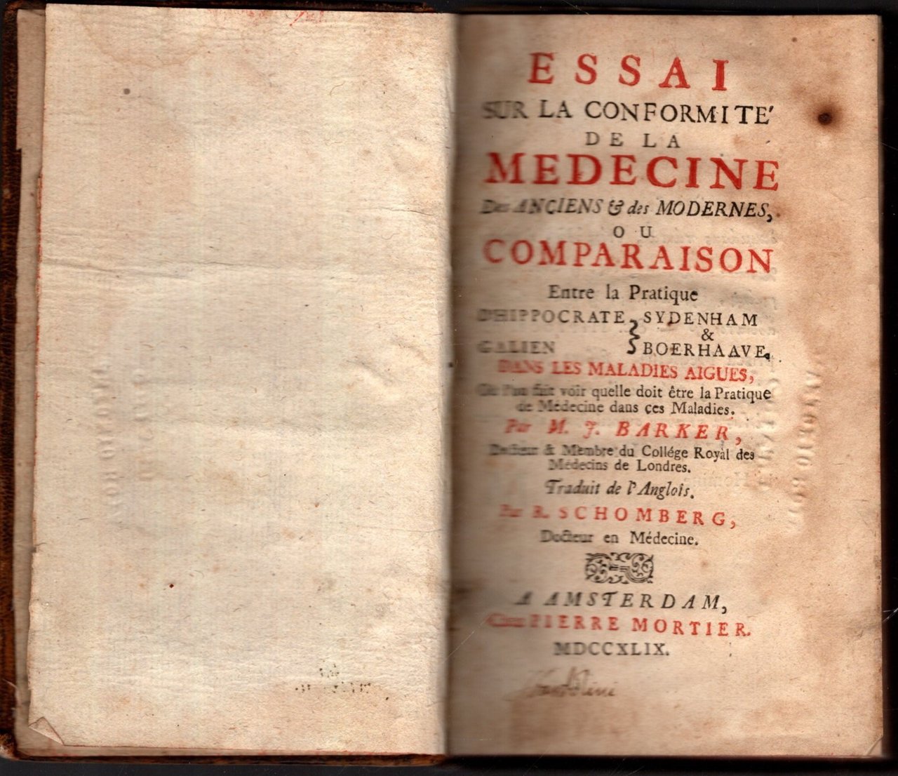 Essai Sur La Conformite' De La Medecine Des Anciens E …