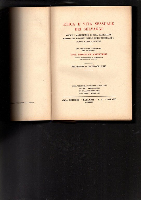 ETICA E VITA SESSUALE DEI SELVAGGI