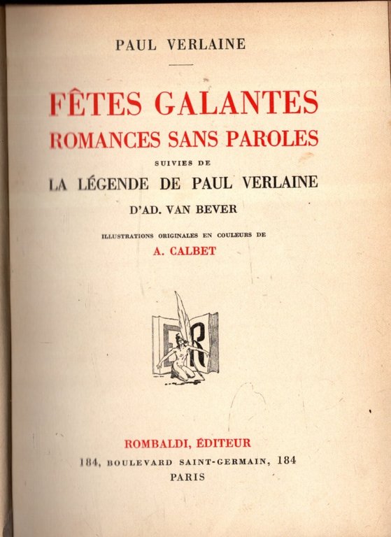 Fetes Galantes Romances Sans Paroles Suiviers De La Legende De …