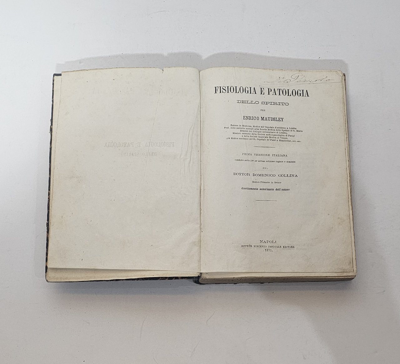 Fisiologia e patologia dello spirito Maudsley 1872 prima edizione italiana | Immagine principale