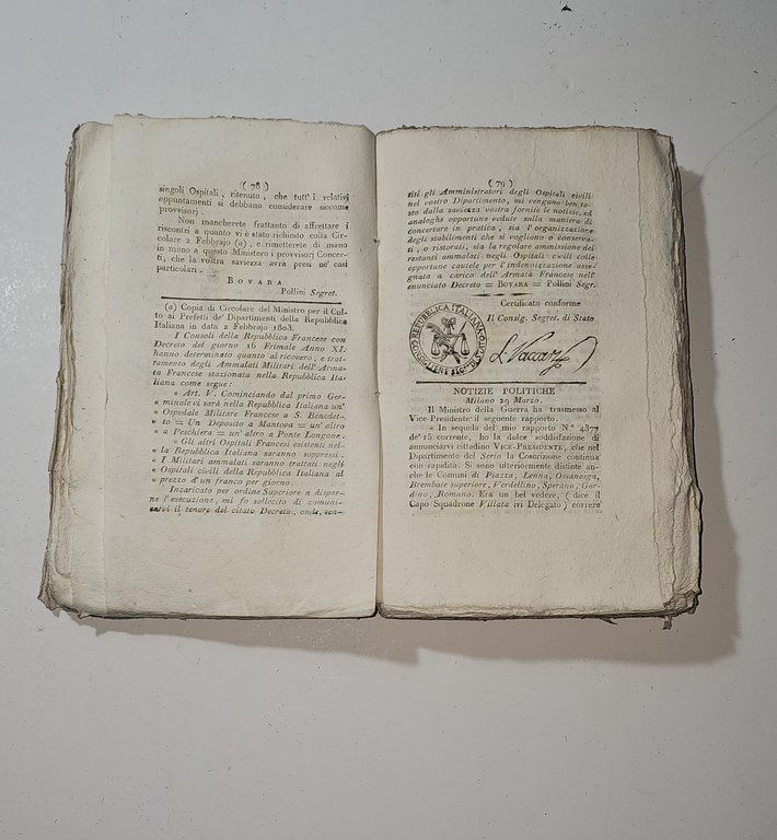 Foglio Ufficiale Della Repubblica Italiana Anno II 1803 | Immagine Gallery 4