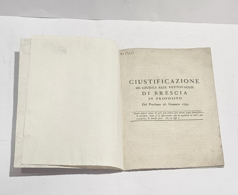 Giustificazione Giudici alle Vettovaglie Brescia 1793 editto raro | Immagine Gallery 3