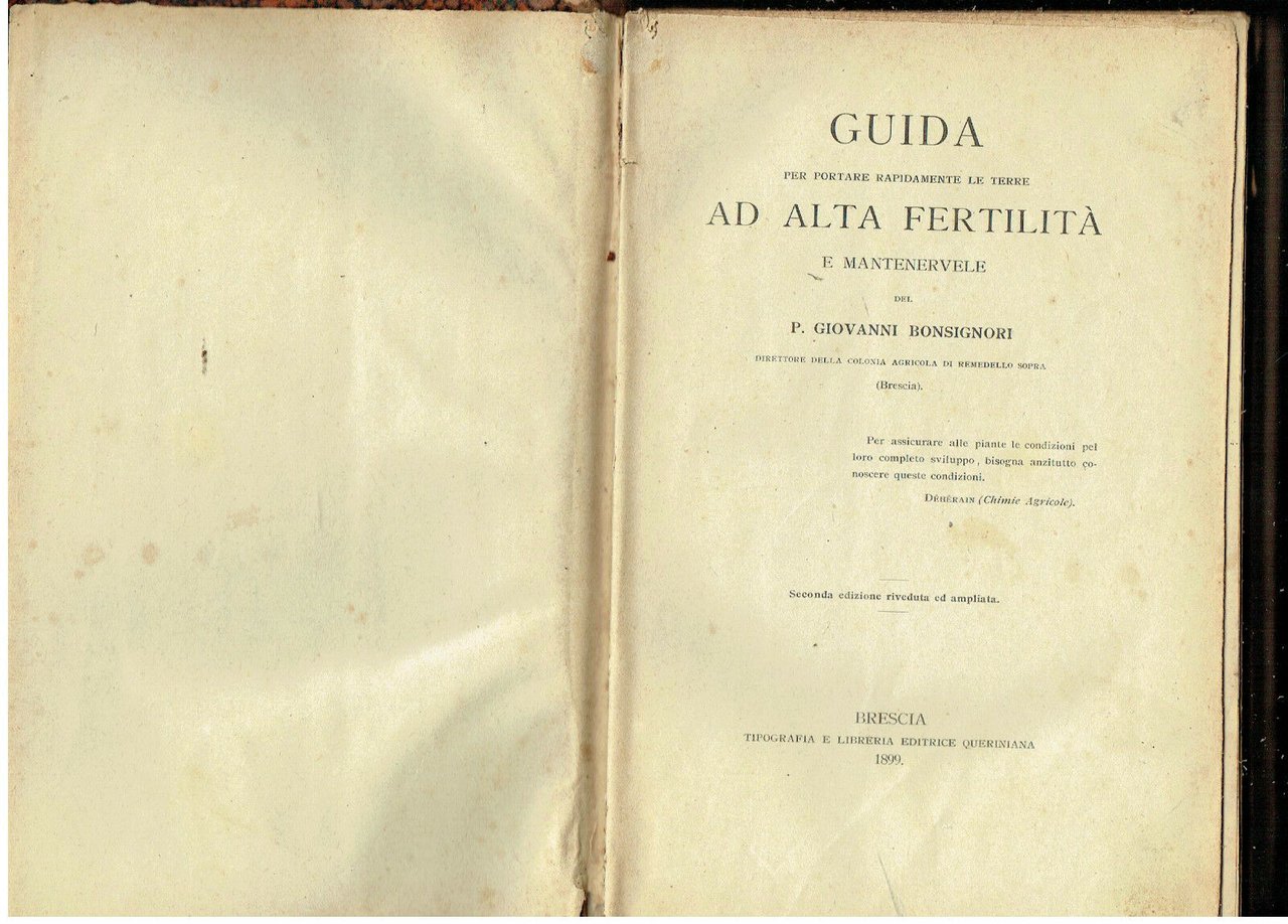 GUIDA PER PORTARE LE TERRE ALTA FERTILITA BONSIGNORI BRESCIA REMEDELLO …