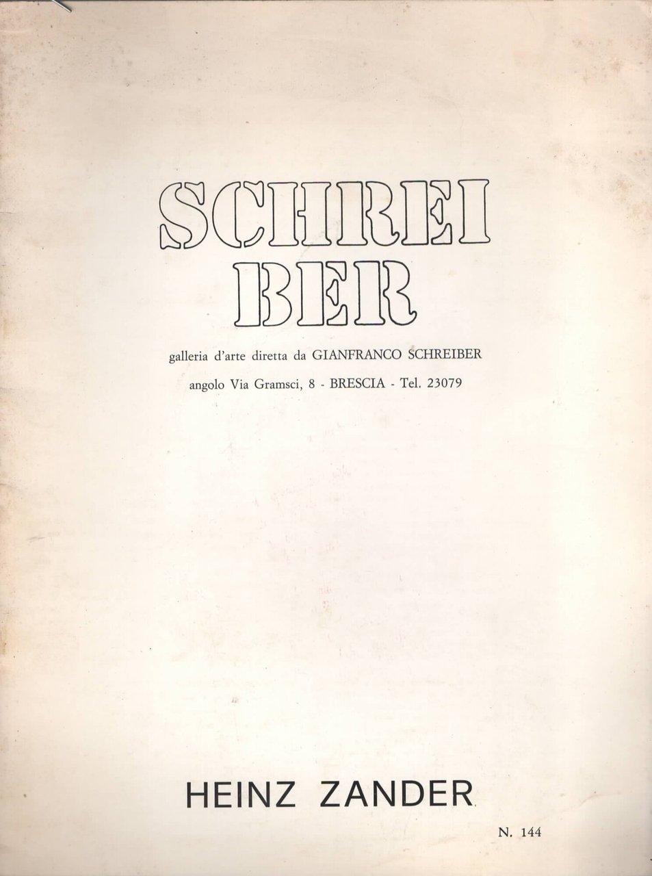 Heinz Zander Galleria Schreiber Brescia