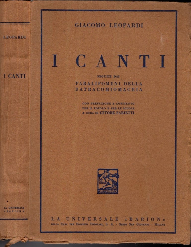 I CANTI SEGUITI DAI PARALIPOMENI DELLA BATRACOMIOMACHIA