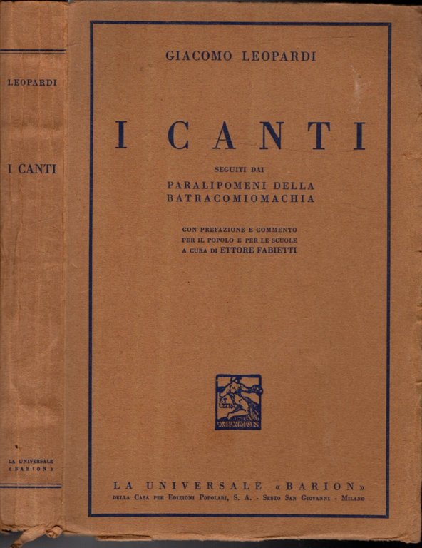 I CANTI SEGUITI DAI PARALIPOMENI DELLA BATRACOMIOMACHIA