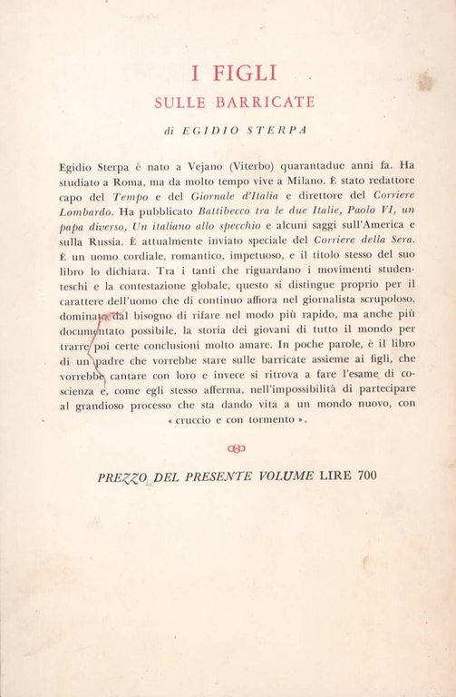 I figli sulle barricate di Egidio Sterpa - Longanesi 1968