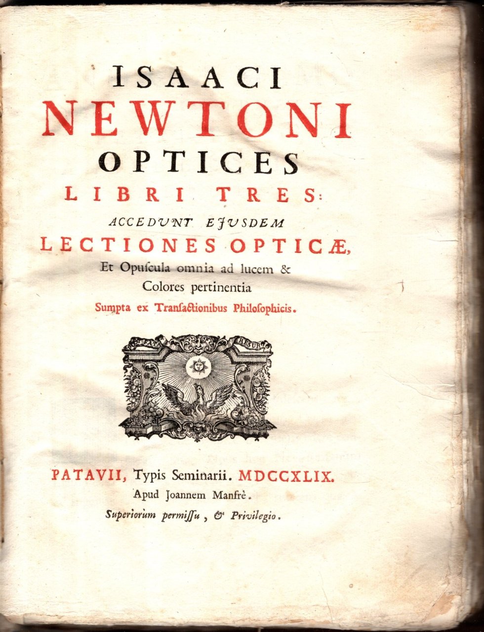 Isaaci Neutoni Optices Libri tres. Accedunt ejusdem Lectiones Opticae ex …