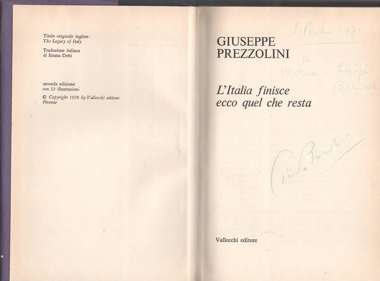 L'Italia Finisce Ecco Quel Che Resta di Giuseppe Prezzolini