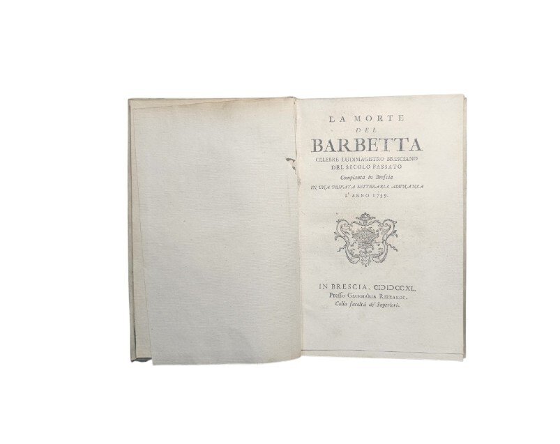 La morte del Barbetta celebre ludimagistro bresciano nel secolo passato …