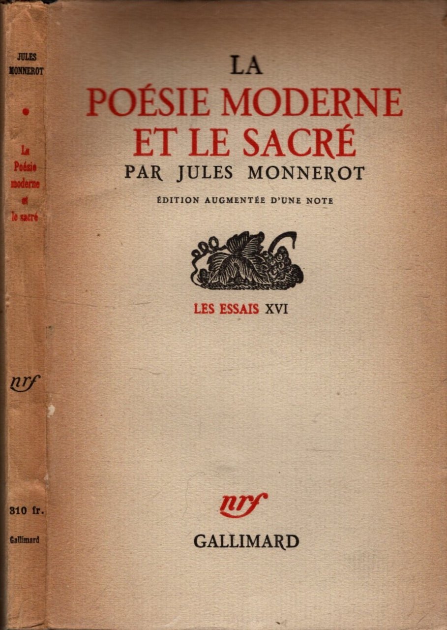 LA POESIE MODERNE ET LE SACRE PAR JULES MONNEROT LES …