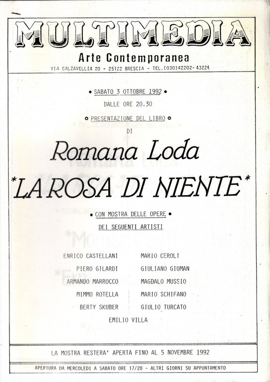 La Rosa di niente - Romana Loda