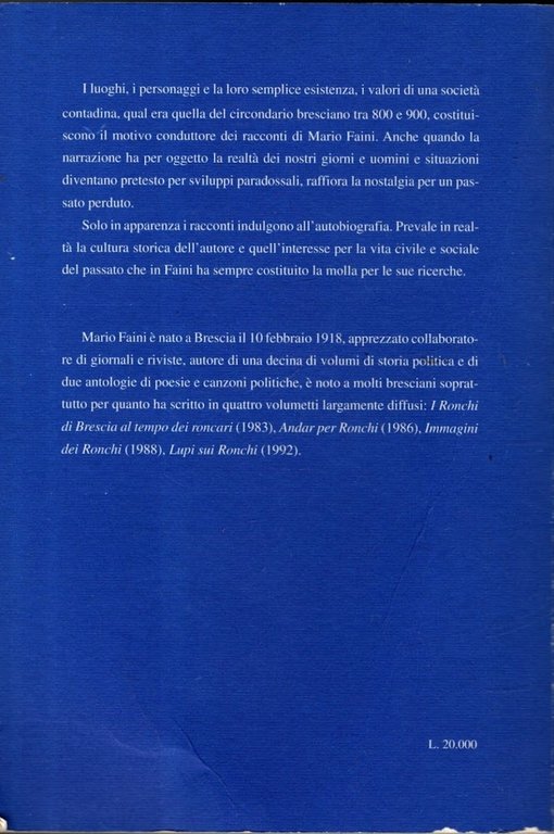 LA TACCHINA DA COVA - STORIE BRESCIANE E FORESTIERE