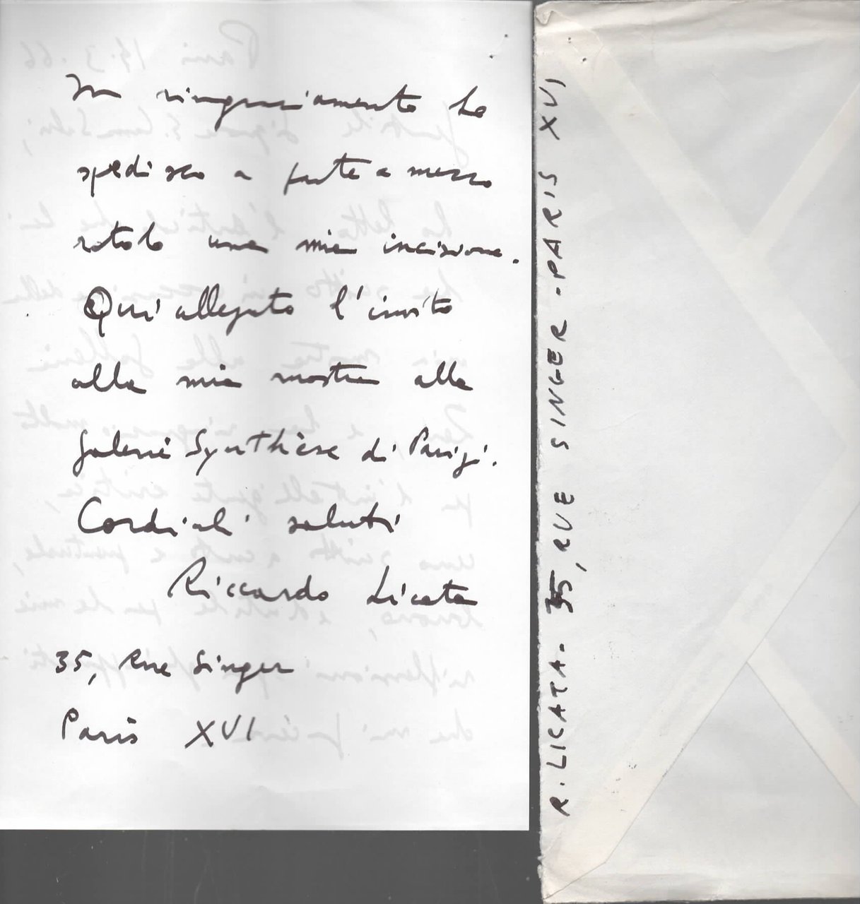 Lettera autografa di Riccardo Licata del 1966 con brochure della …