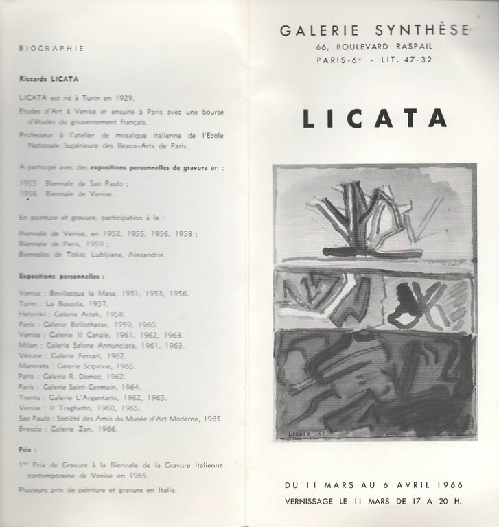 Lettera autografa di Riccardo Licata del 1966 con brochure della …