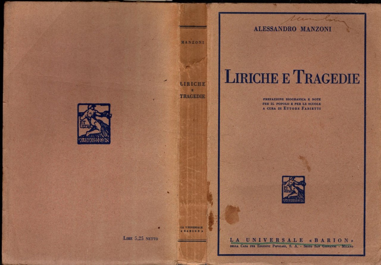 LIRICHE E TRAGEDIE ALESSANDRO MANZONI