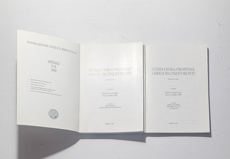 Liuteria Musica Brescia Cinque Seicento 2 Volumi 1992 Raro Strumenti | Immagine Gallery 3
