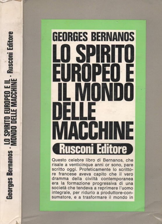 Lo Spirito Europeo E Il Mondo Delle Macchine di Bernanos …