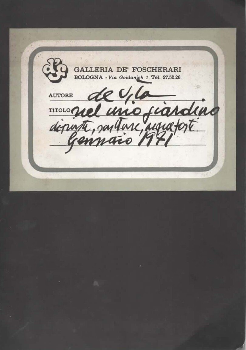 Luciano De Vita nel mio giardino dipinti, sculture, acqueforti Gennaio …