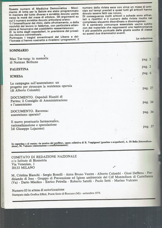 MEDICINA DEMOCRATICA MOVIMENTO DI LOTTA PER LA SALUTE